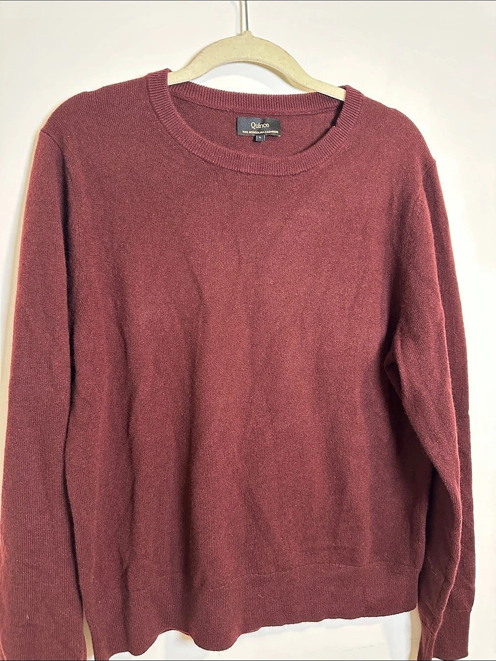 Quince Mongolian Cashmere Crewneck Sweater Burgundy large
